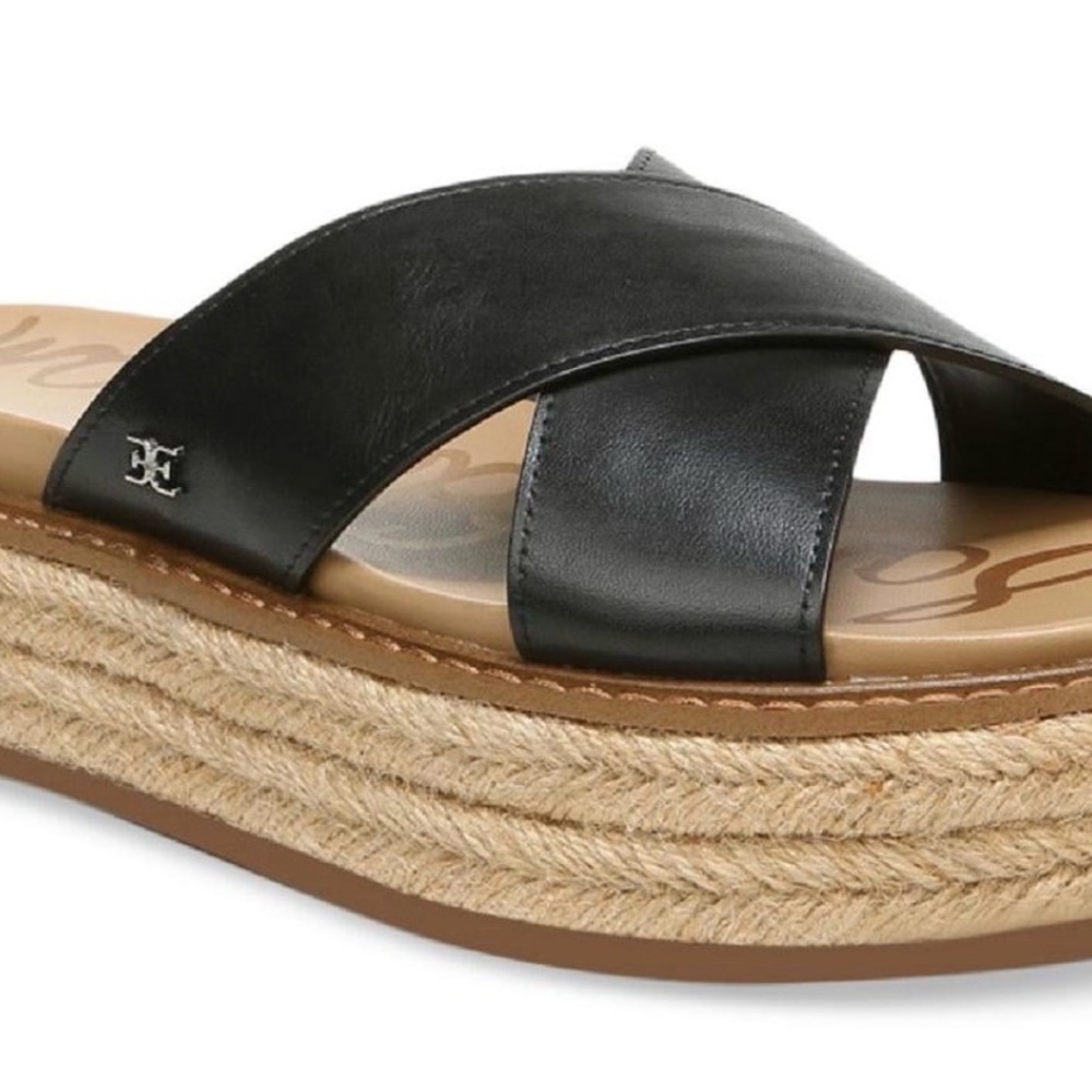 Sam Edelman Black Leather Espadrille Platform Sandals